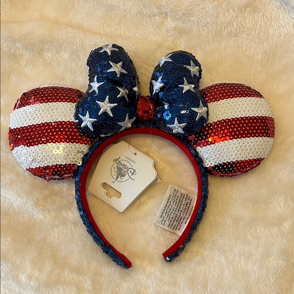 Disney Patriotic Sequin Minnie Ears Headband - Red, White & Blue One Size